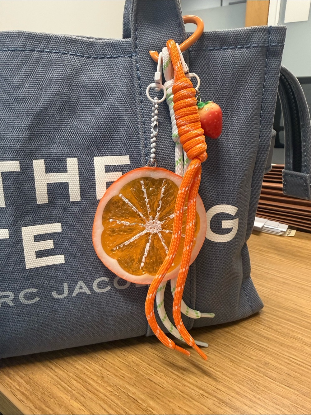 Orange Slice Keychain Bag Charm - Orange & Green